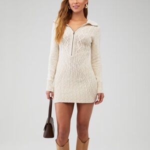 Free People Cream Long Sleeve Dress